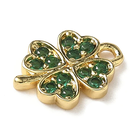 Trébol con circones verde | Baño de oro 18k