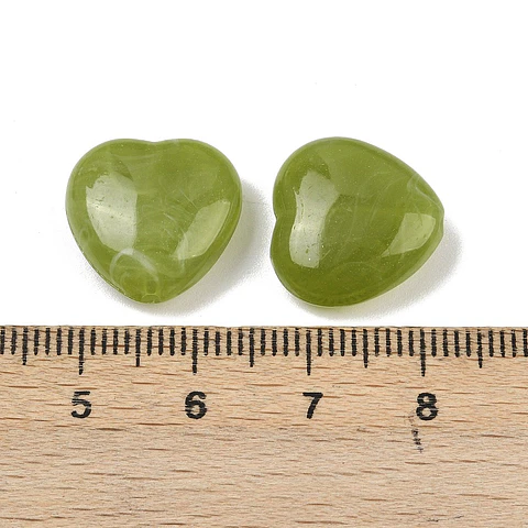 10 Corazones de Acrilico | Verde Oliva