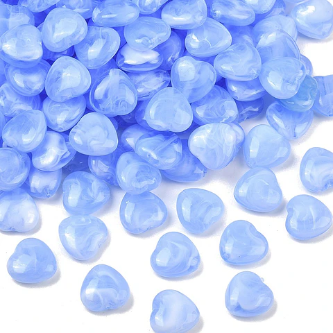 10 Corazones de Acrilico | Azul Aciano