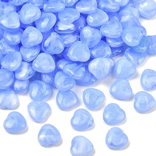 10 Corazones de Acrilico | Azul Aciano