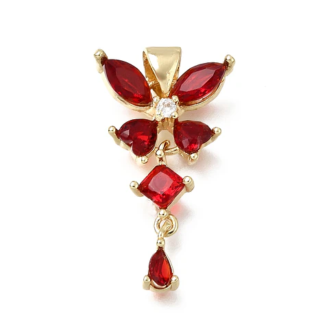 Colgante de Mariposa con circones rojo | Baño de oro 18k
