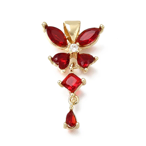 Colgante de Mariposa con circones rojo | Baño de oro 18k
