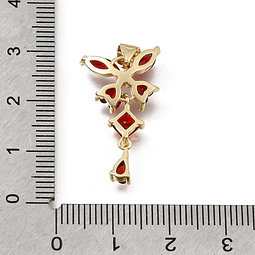  Colgante de Mariposa con circones rojo | Baño de oro 18k