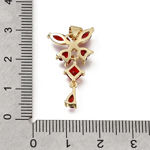 Colgante de Mariposa con circones rojo | Baño de oro 18k
