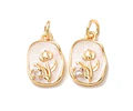 Colgante de Tulipan Esmaltado Blanco | Baño de oro 18k