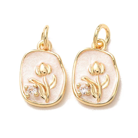 Colgante de Tulipan Esmaltado Blanco | Baño de oro 18k