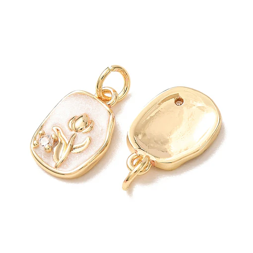 Colgante de Tulipan Esmaltado Blanco | Baño de oro 18k
