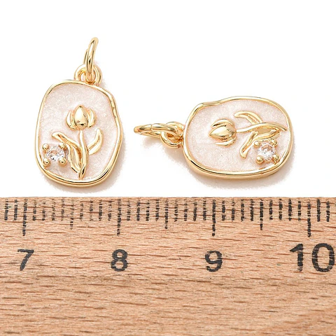 Colgante de Tulipan Esmaltado Blanco | Baño de oro 18k