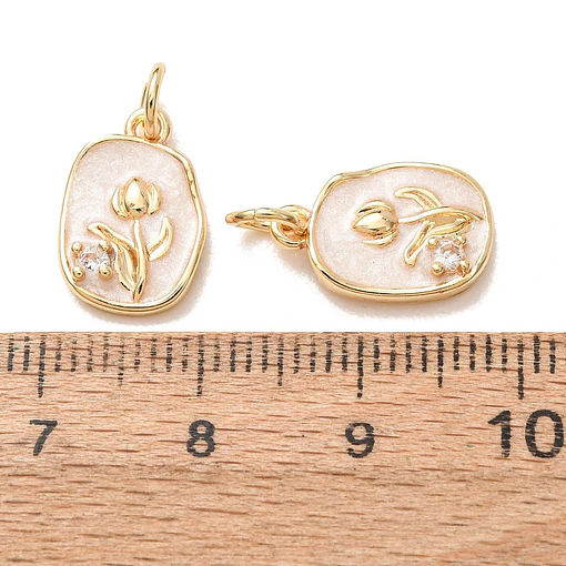 Colgante de Tulipan Esmaltado Blanco | Baño de oro 18k