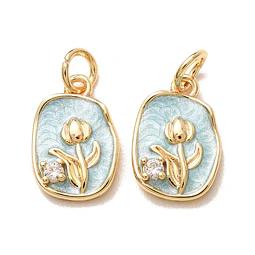 Colgante de Tulipan Esmaltado Celeste | Baño de oro 18k