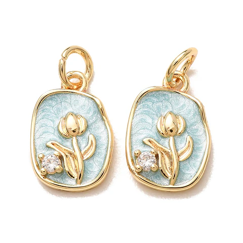 Colgante de Tulipan Esmaltado Celeste | Baño de oro 18k
