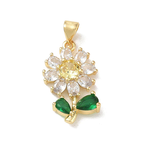 Colgante de Girasol con Circones | Baño de oro 18k