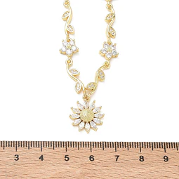  Collar de Girasol con circones | Baño de oro 18k