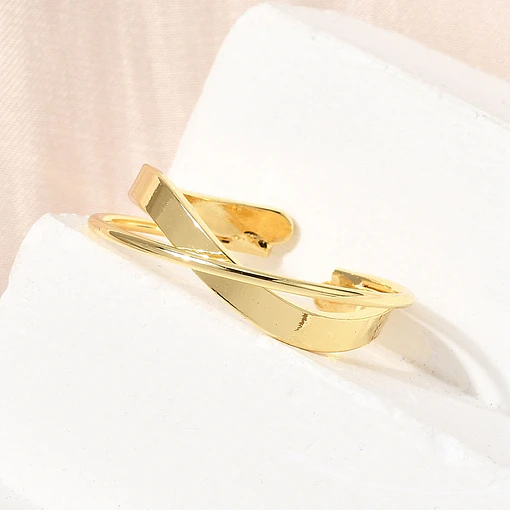 Anillo Ajustable Cruzado | Baño de oro 18k