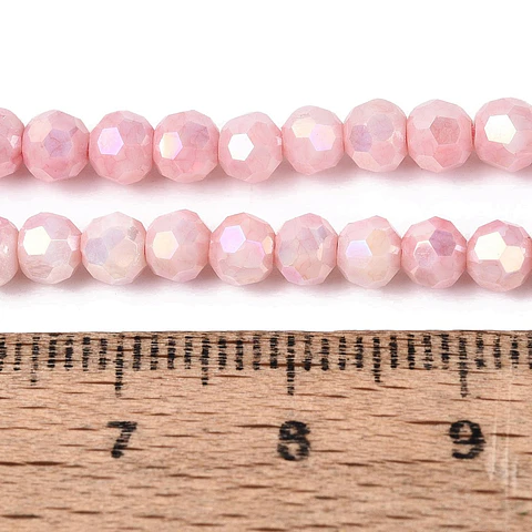 Cristal Redondo Facetado | Rosa 4mm