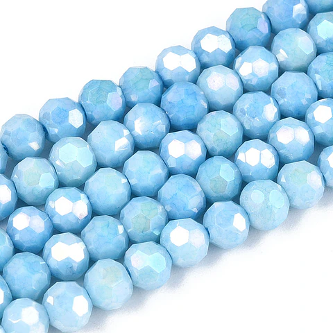 Cristal Redondo Facetado | Azul Cielo