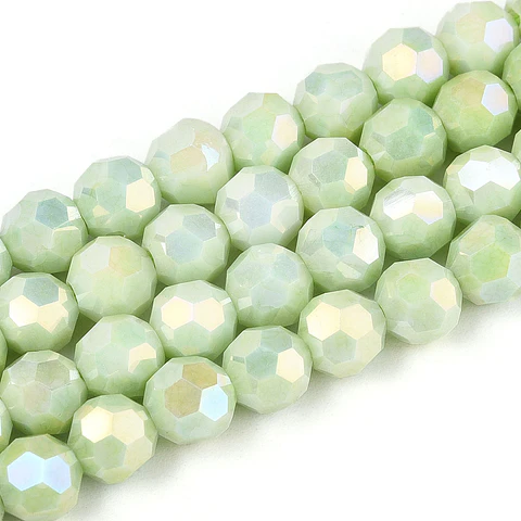 Cristal Redondo Facetado | Verde Pálido 6mm