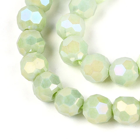 Cristal Redondo Facetado | Verde Pálido 6mm