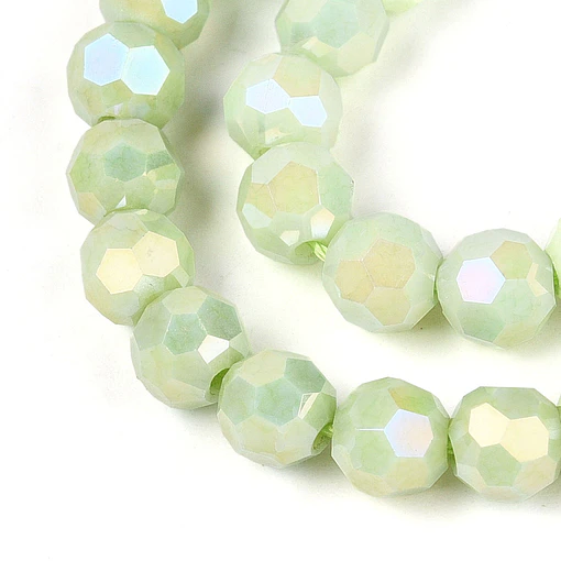 Cristal Redondo Facetado | Verde Pálido 6mm