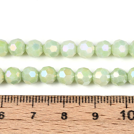 Cristal Redondo Facetado | Verde Pálido 6mm