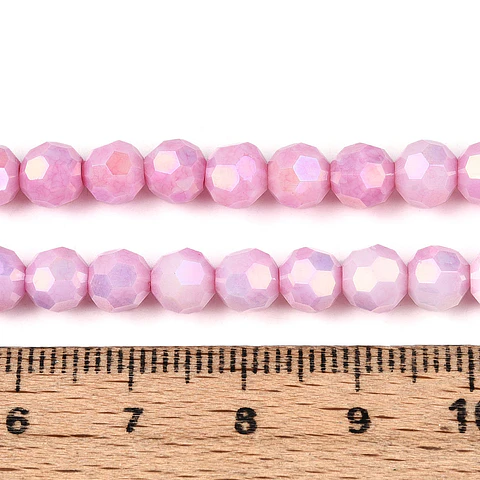 Cristal Redondo Facetado | Rosa Perla 4mm