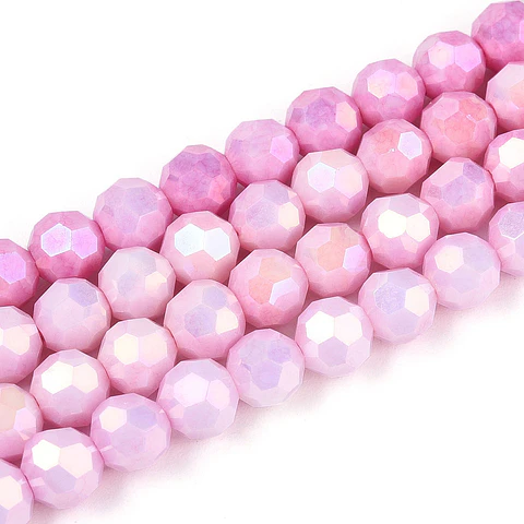 Cristal Redondo Facetado | Rosa Perla 4mm