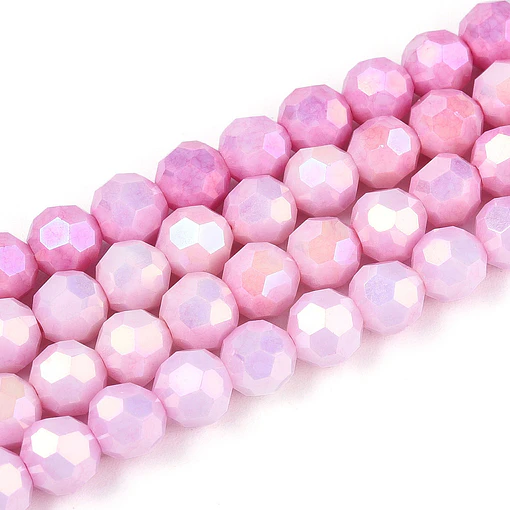 Cristal Redondo Facetado | Rosa Perla 4mm