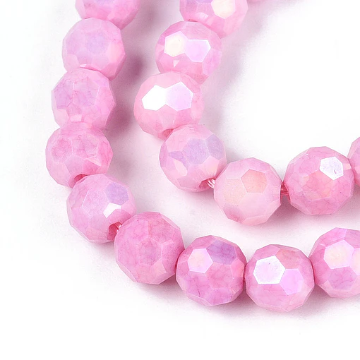 Cristal Redondo Facetado | Rosa Perla 4mm