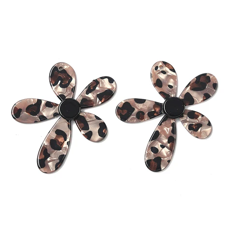 Colgante de Flor de Resina Con Estampado de Leopardo Opaco 