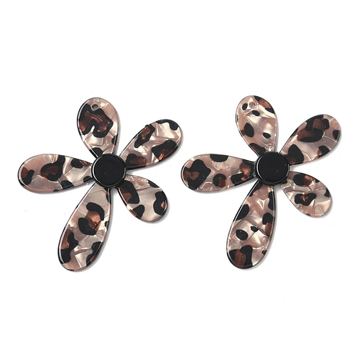 Colgante de Flor de Resina Con Estampado de Leopardo Opaco 