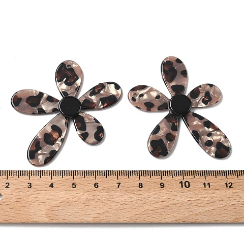 Colgante de Flor de Resina Con Estampado de Leopardo Opaco 