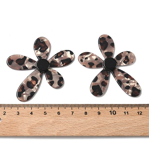 Colgante de Flor de Resina Con Estampado de Leopardo Opaco 