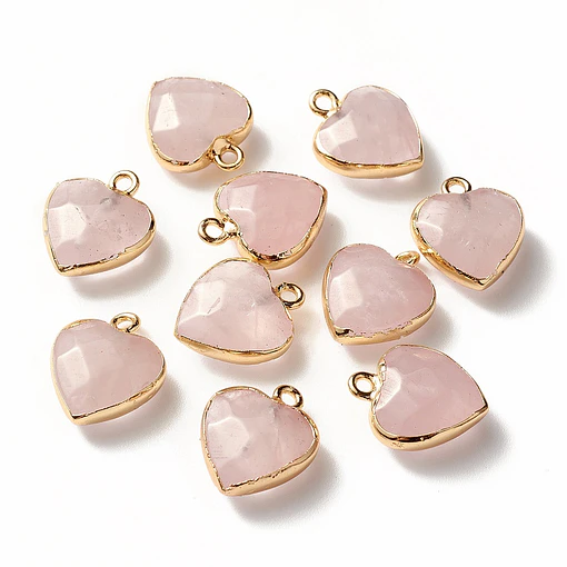 Colgante Corazón Facetado | Cuarzo Rosa