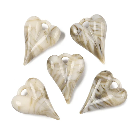 Colgante corazón acrílico | Beige matizado