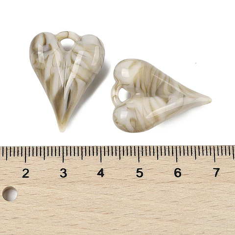 Colgante corazón acrílico | Beige matizado