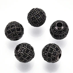  Separador Redondo Circonita Cubica Micro Pave 8mm | Negro