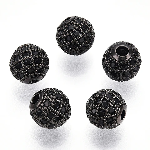 Separador Redondo Circonita Cubica Micro Pave 8mm | Negro