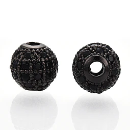  Separador Redondo Circonita Cubica Micro Pave 8mm | Negro
