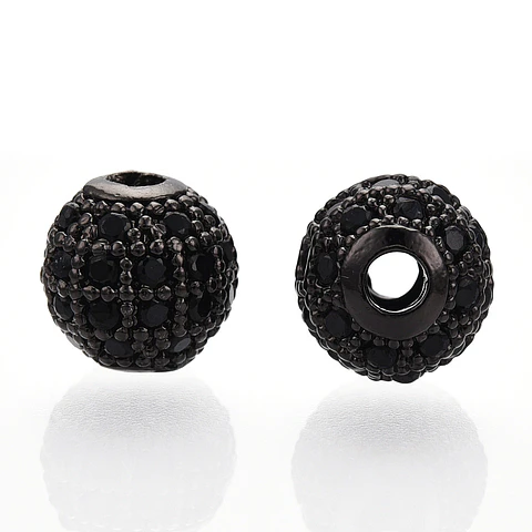 Separador Redondo Circonita Cubica Micro Pave 8mm | Negro