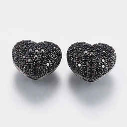  Corazón Circonita Cubica Micro Pave | Negro