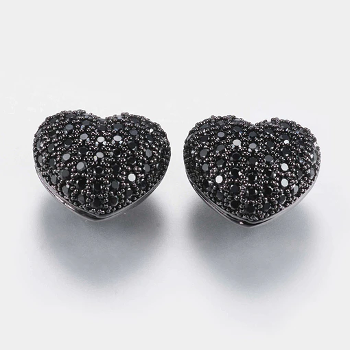 Corazón Circonita Cubica Micro Pave | Negro