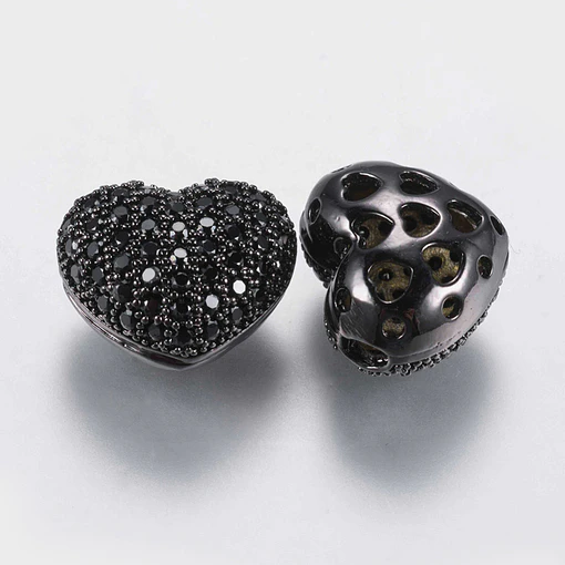 Corazón Circonita Cubica Micro Pave | Negro