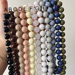 14MM | Collares Pelotas Acrílicas con Baño De Oro 