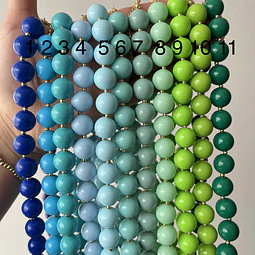 14MM | Collares Pelotas Acrílicas con Baño De Oro 