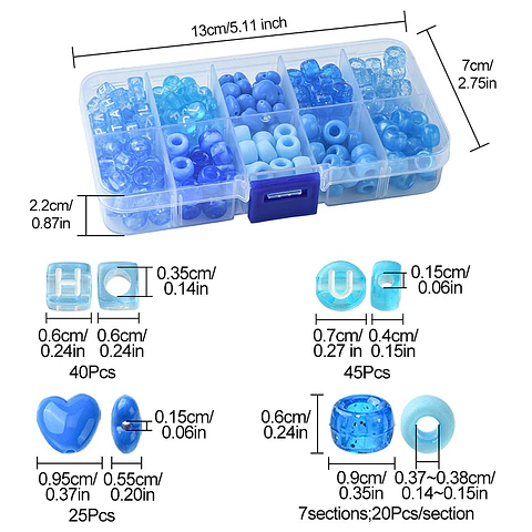 Kit Cuentas Azules Plástico