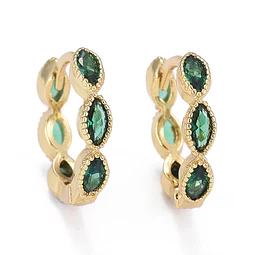  Aro Argolla Circones Verde | Baño de oro 18k