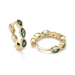  Aro Argolla Circones Verde | Baño de oro 18k