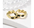 Aro Argolla Circón Negro | Baño de oro 18k
