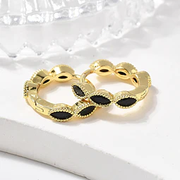  Aro Argolla Circón Negro | Baño de oro 18k