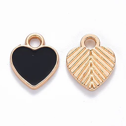  Corazones Esmaltados Negro | Aleación